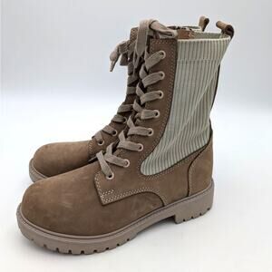 Bueno Stella Combat Boots Round Toe Women's Taupe Nubuck Size US9 EU39